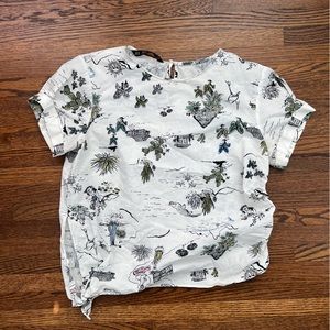 Zara side tie cropped blouse